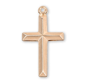 Angle Edged Cross Necklace, Gold Over Sterling Silver