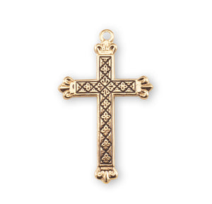 Cross Necklace with Black Enamel, Gold Over Sterling Silver