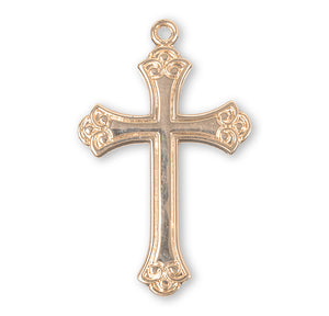 Heavy Large Cross Necklace, Gold Over Sterling Silver