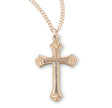 Heavy Large Cross Necklace, Gold Over Sterling Silver