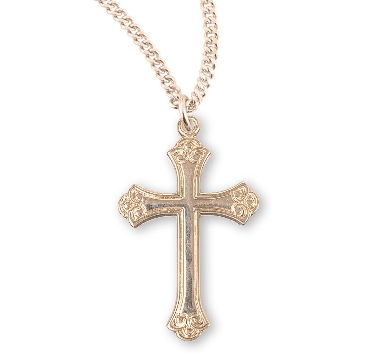 Heavy Large Cross Necklace, Gold Over Sterling Silver