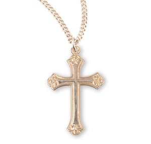 Heavy Large Cross Necklace, Gold Over Sterling Silver