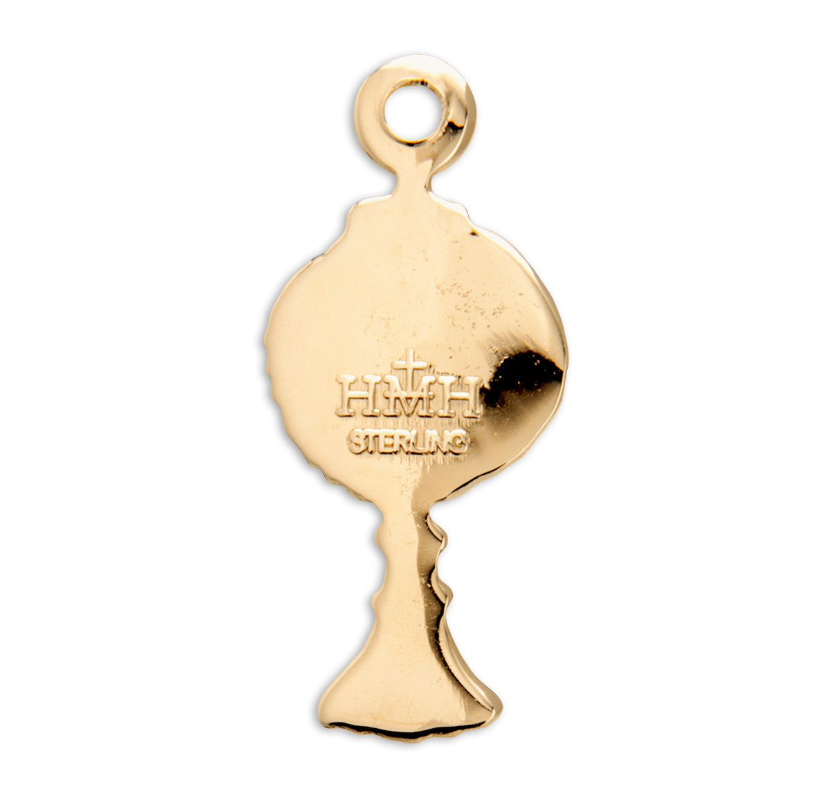 Monstrance Pendant Necklace with White Enamel, Gold Over Sterling Silver