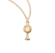 Monstrance Pendant Necklace with White Enamel, Gold Over Sterling Silver