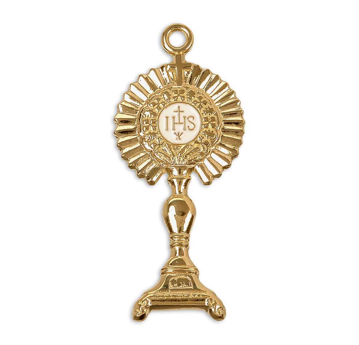Extra Large Monstrance Pendant Necklace, Gold Over Sterling Silver