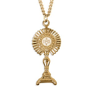 Extra Large Monstrance Pendant Necklace, Gold Over Sterling Silver