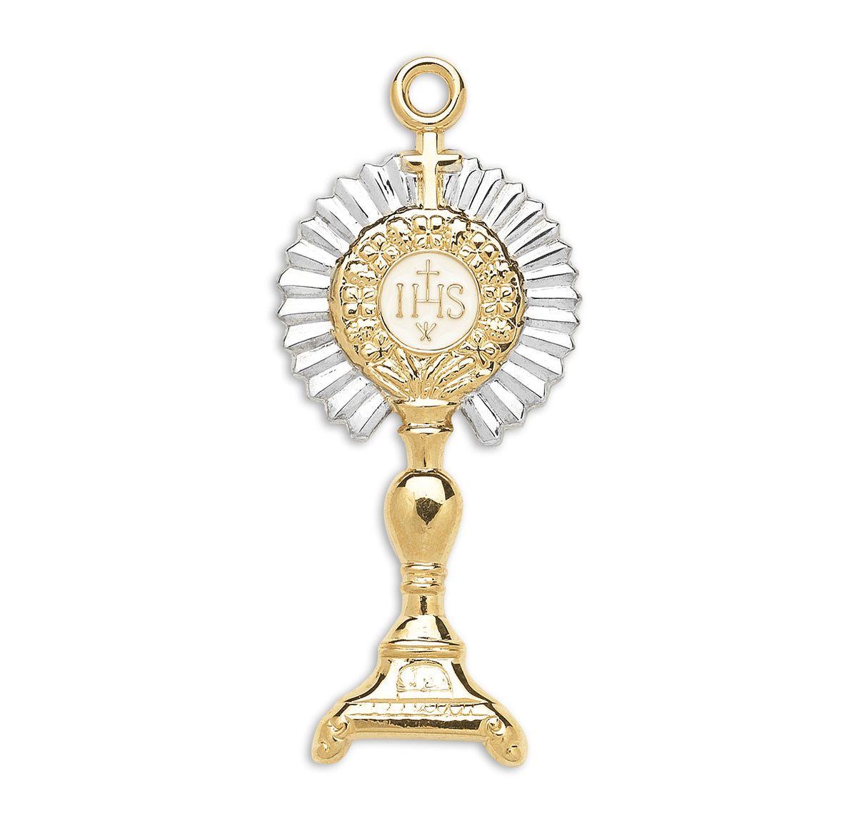 Two-Tone Monstrance Pendant Necklace, Gold Over Sterling Silver