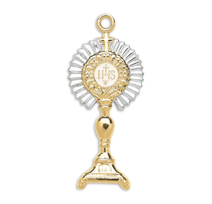 Two-Tone Monstrance Pendant Necklace, Gold Over Sterling Silver