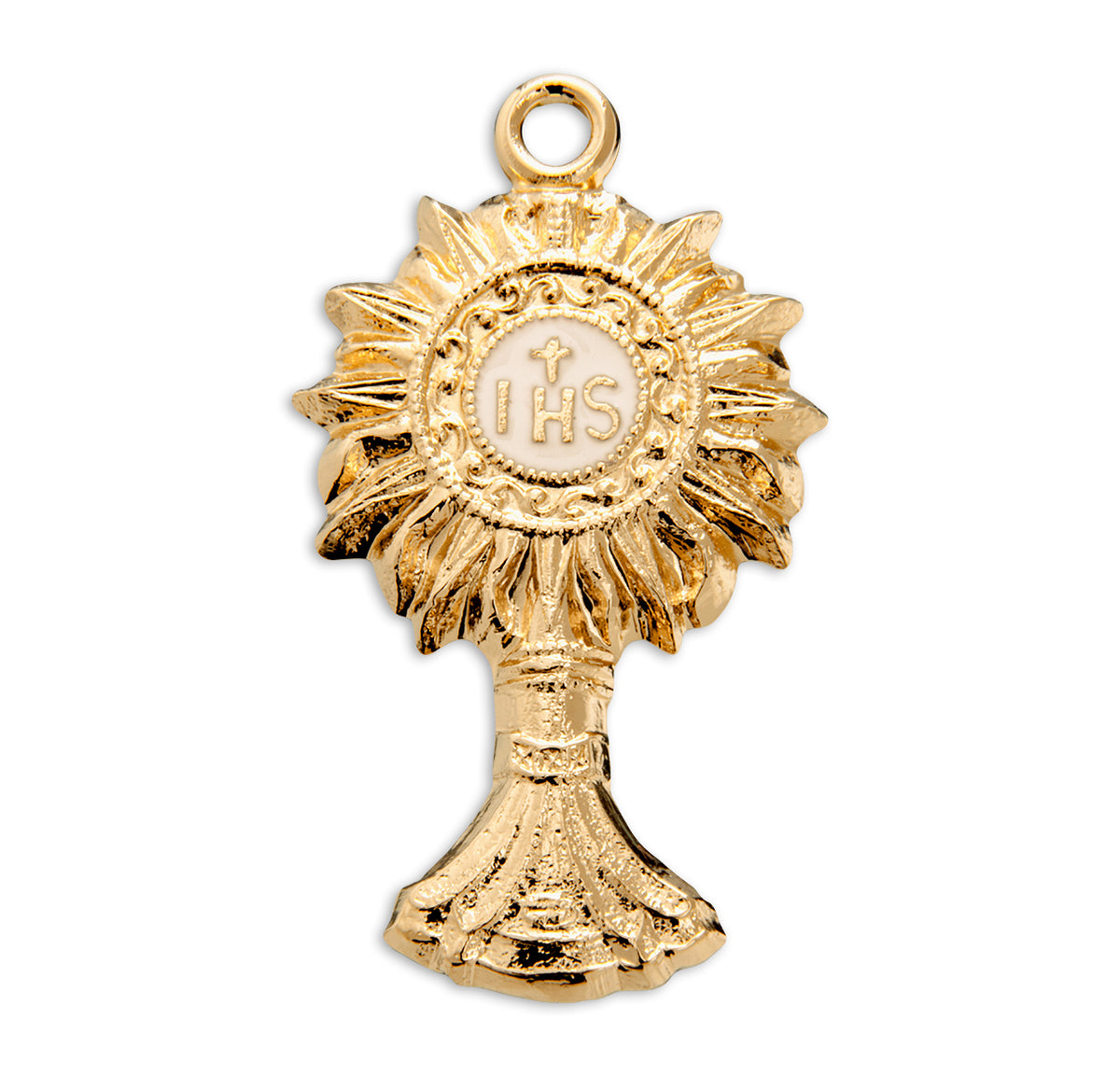 Large Monstrance Pendant Necklace, Gold Over Sterling Silver