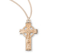 Large Celtic Crucifix Necklace, Gold Over Sterling Silver
