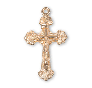 Fancy Engraved Crucifix Necklace, Gold Over Sterling Silver