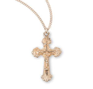 Fancy Engraved Crucifix Necklace, Gold Over Sterling Silver