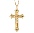 Fleur-de-Lis Tip Crucifix Necklace, Gold Over Sterling Silver