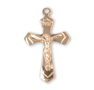 High Polish Crucifix Necklace, Gold Over Sterling Silver