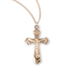 High Polish Crucifix Necklace, Gold Over Sterling Silver