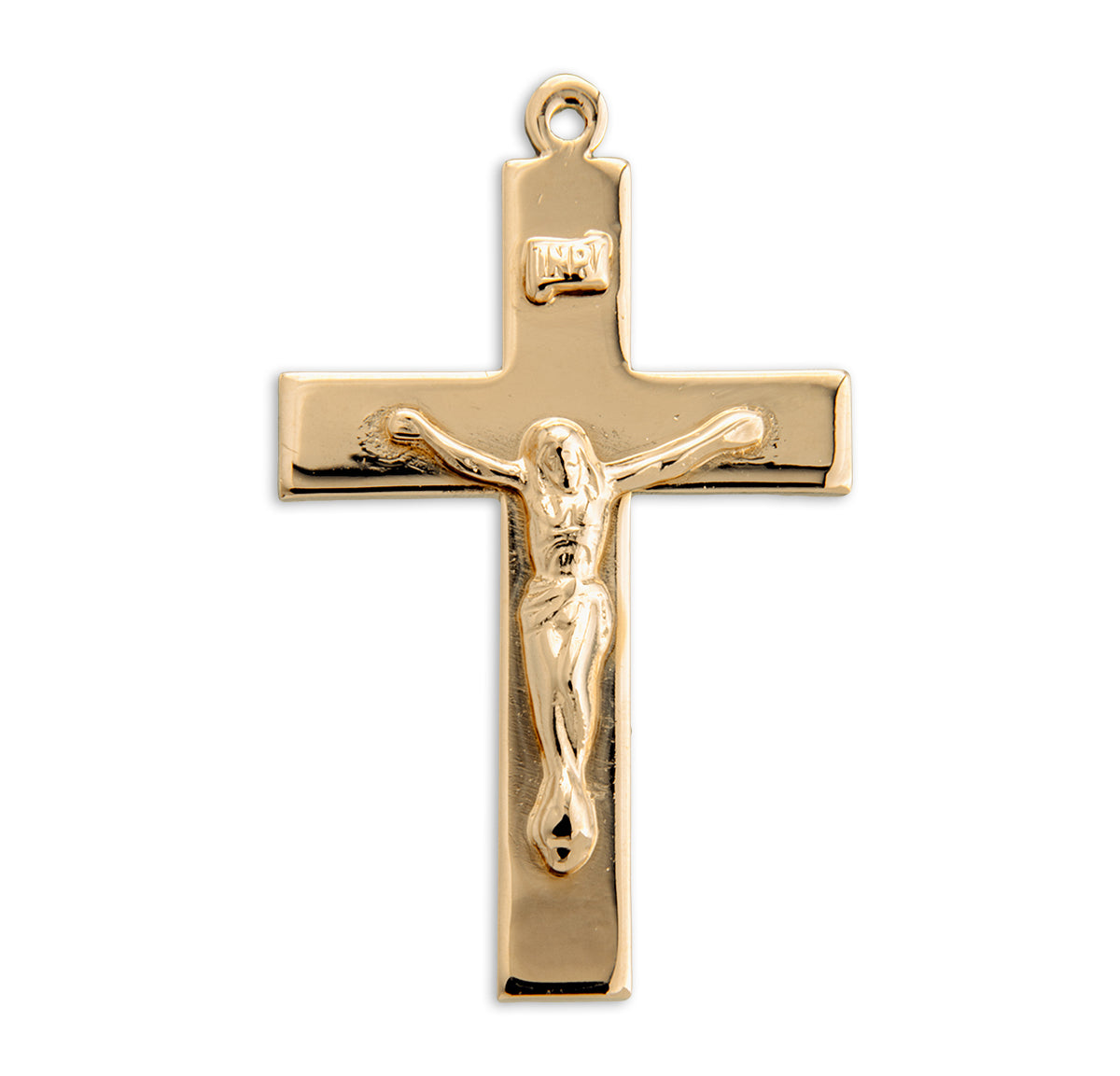Simple High Polish Crucifix Necklace, Gold Over Sterling Silver