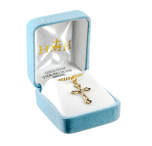 Pointed Tapered Crucifix Necklace, Gold Over Sterling Silver