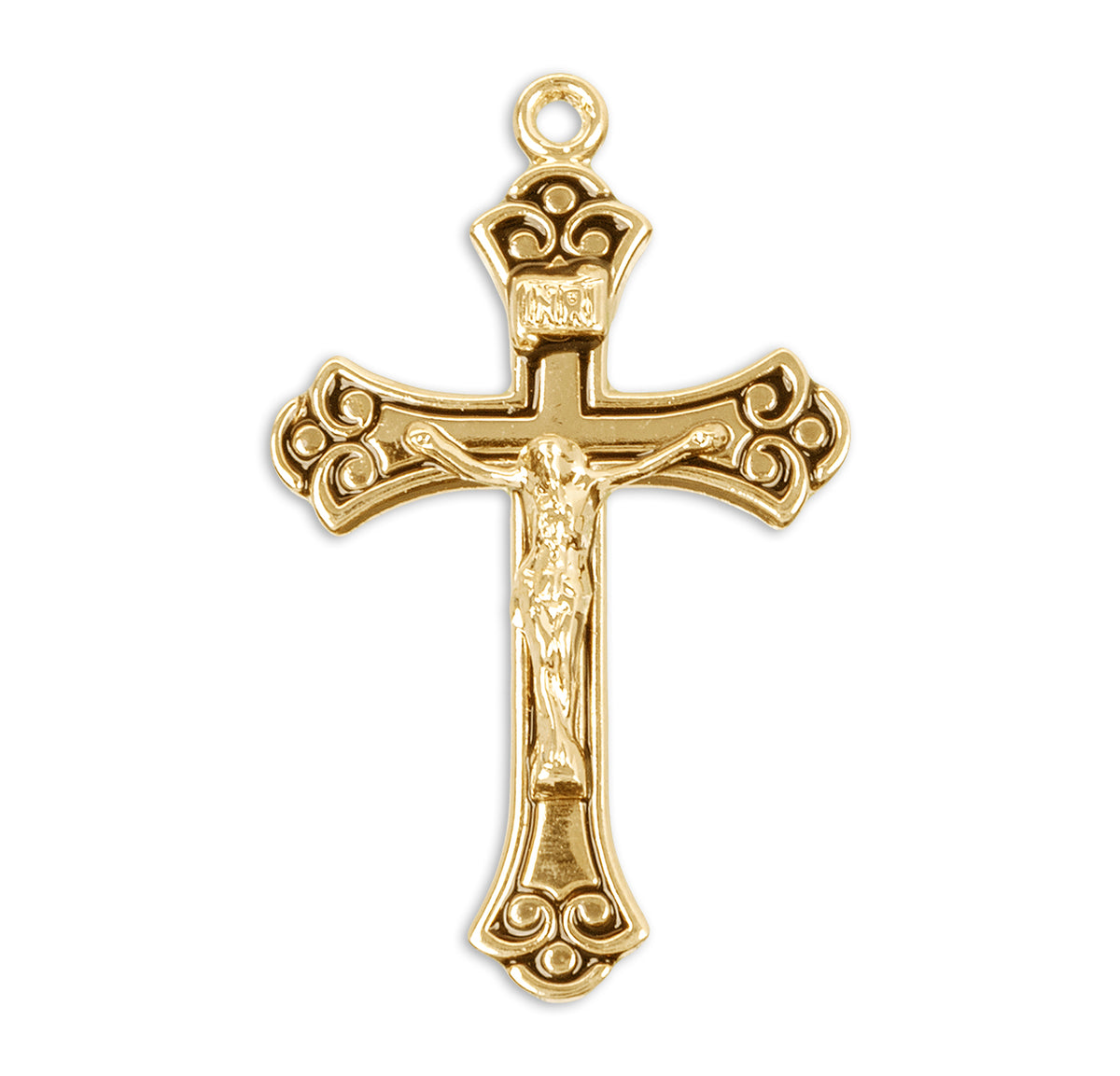 Swirled Black Crucifix Necklace, Gold Over Sterling Silver