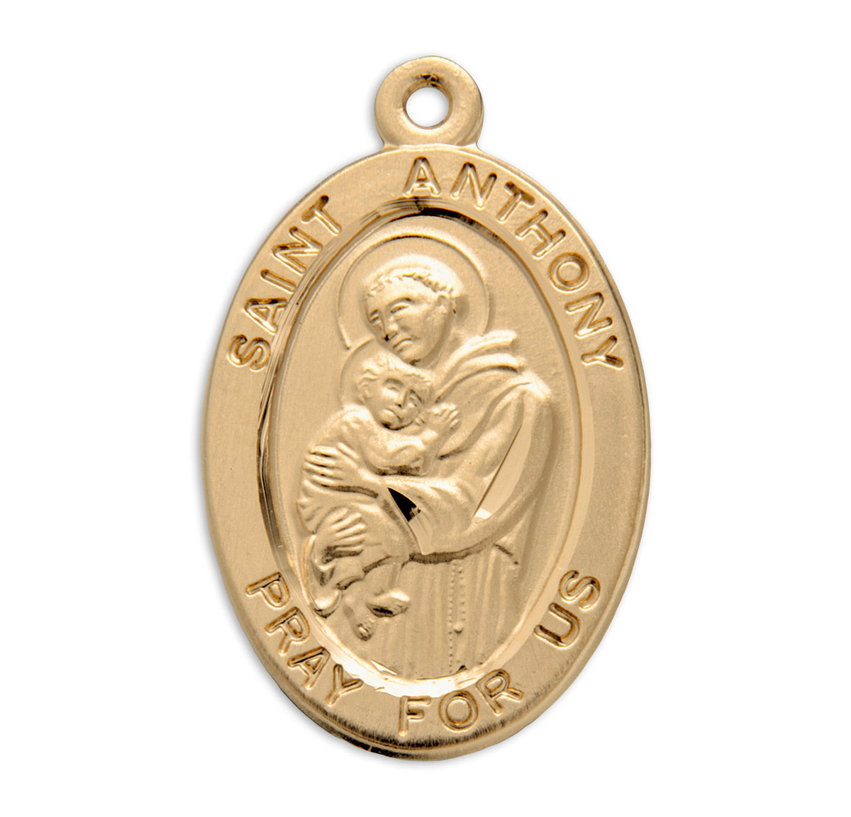 Medium Saint Anthony Oval Medal Necklace, Gold Over Sterling Silver