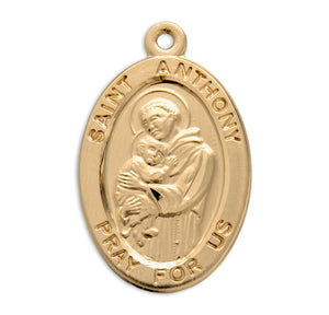 Medium Saint Anthony Oval Medal Necklace, Gold Over Sterling Silver