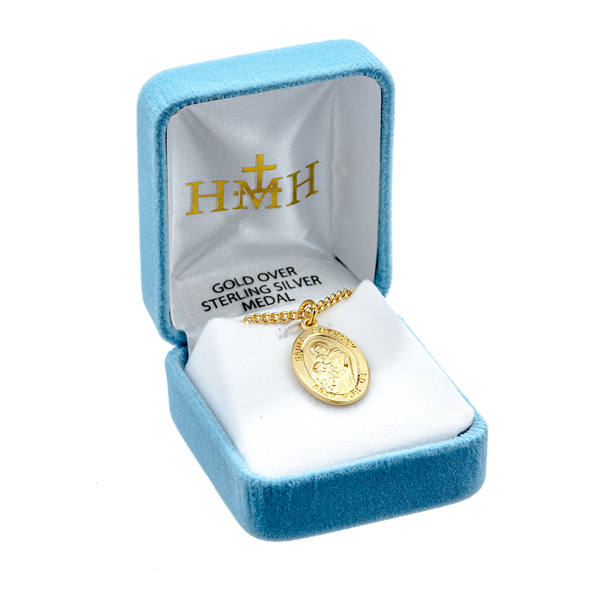 Medium Saint Anthony Oval Medal Necklace, Gold Over Sterling Silver