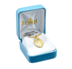 Medium Saint Anthony Oval Medal Necklace, Gold Over Sterling Silver