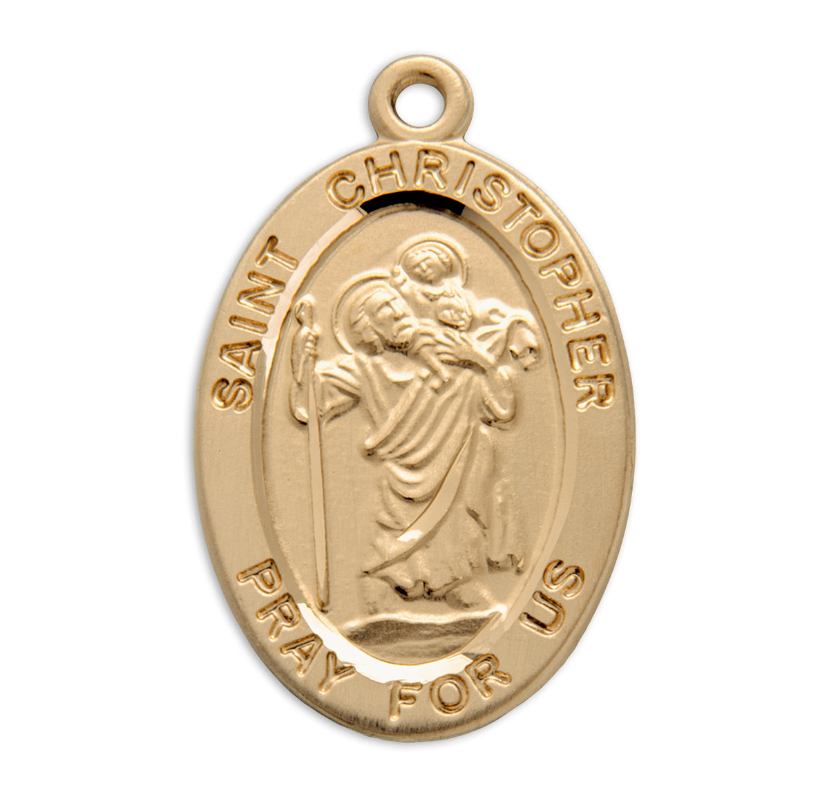 Saint Christopher Oval Medal Necklace, Gold Over Sterling Silver
