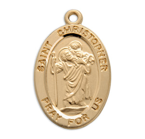 Saint Christopher Oval Medal Necklace, Gold Over Sterling Silver