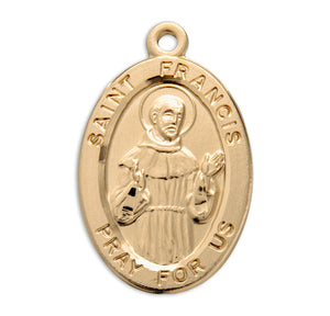 Saint Francis of Assisi Oval Medal Necklace, Gold Over Sterling Silver