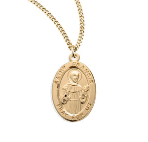 Saint Francis of Assisi Oval Medal Necklace, Gold Over Sterling Silver