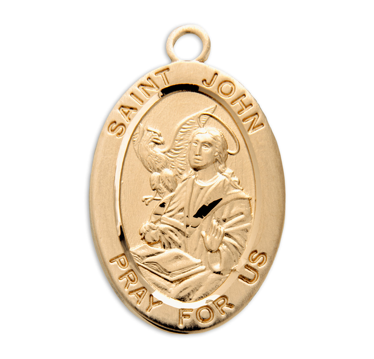 Saint John the Evangelist Oval Medal Necklace, Gold Over Sterling Silver