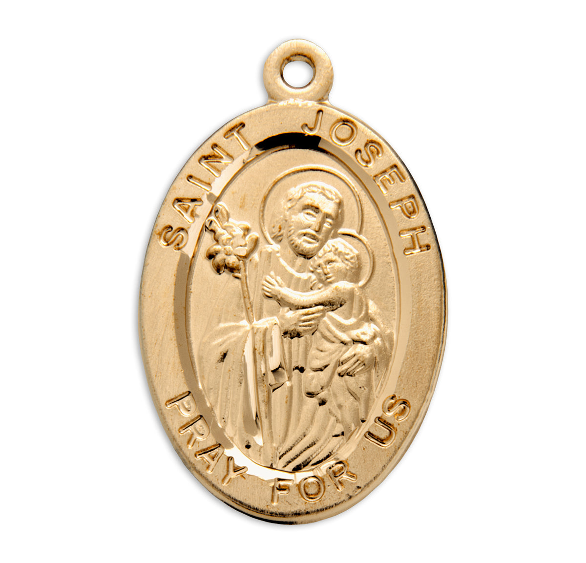 Saint Joseph Oval Medal Necklace, Gold Over Sterling Silver