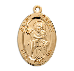 Saint Joseph Oval Medal Necklace, Gold Over Sterling Silver