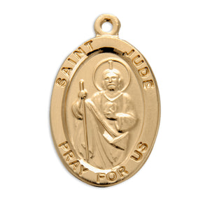 Saint Jude Oval Medal Necklace, Gold Over Sterling Silver