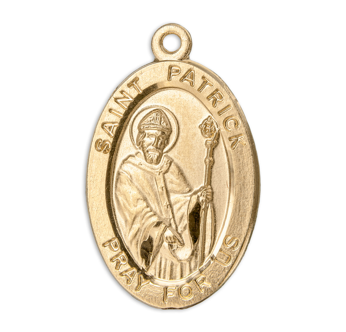 Saint Patrick Oval Medal Necklace, Gold Over Sterling Silver