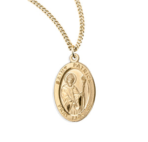 Saint Patrick Oval Medal Necklace, Gold Over Sterling Silver