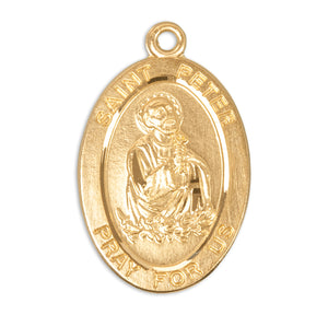 Saint Peter Oval Medal Necklace, Gold Over Sterling Silver
