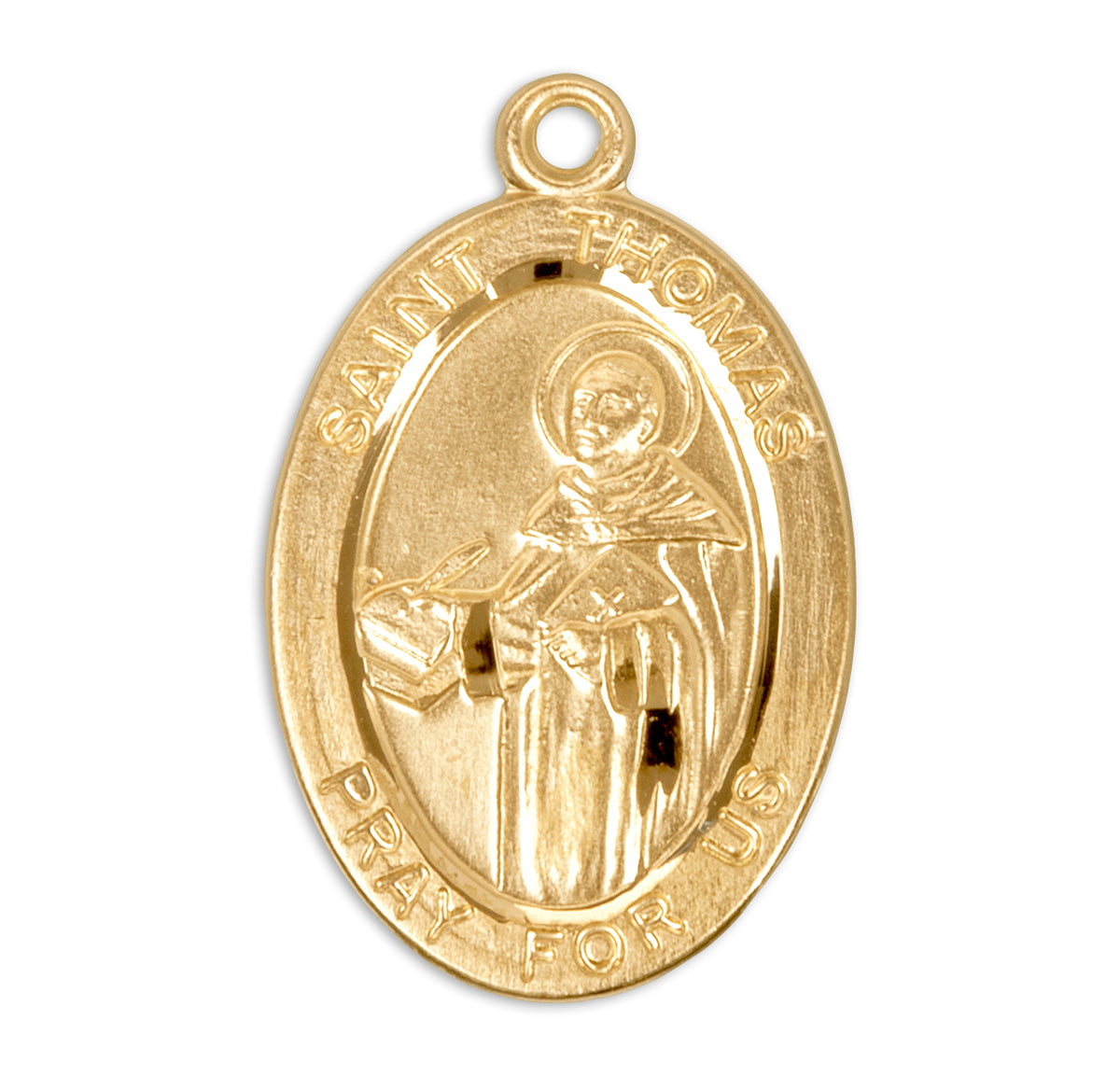 Saint Thomas Oval Medal Necklace, Gold Over Sterling Silver