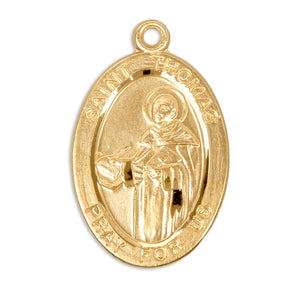 Saint Thomas Oval Medal Necklace, Gold Over Sterling Silver