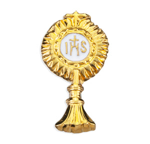 Monstrance Lapel Pin, Gold Over Sterling Silver