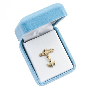 Baby Holy Spirit Medal Bar Pin, Gold Over Sterling Silver