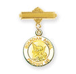 Baby Guardian Angel Medal Bar Pin, Gold Over Sterling Silver