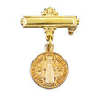 Saint Benedict Medal Bar Pin, Gold Over Sterling Silver