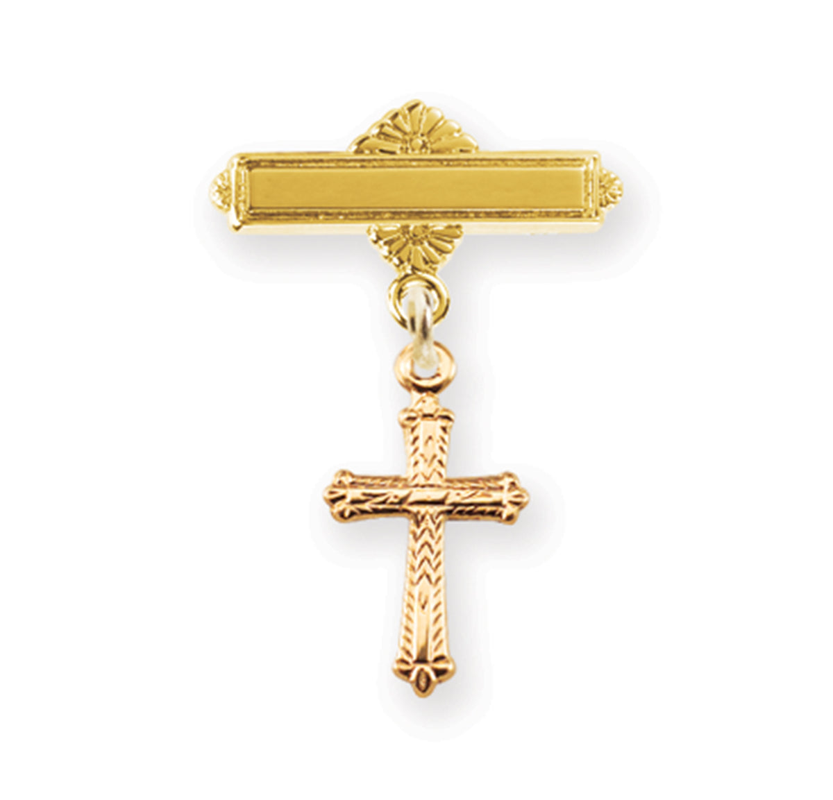 Baby Cross Bar Pin, Gold Over Sterling Silver