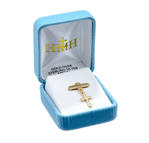 Baby Cross Bar Pin, Gold Over Sterling Silver