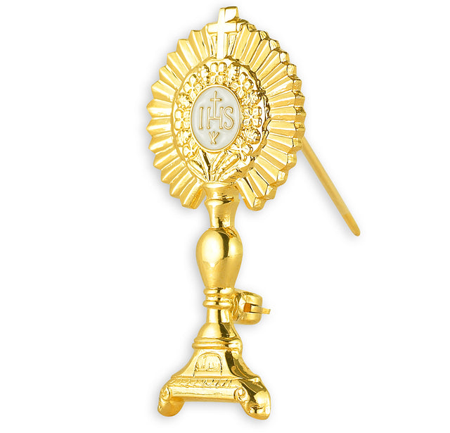 Monstrance Medal Pin, Gold Over Sterling Silver