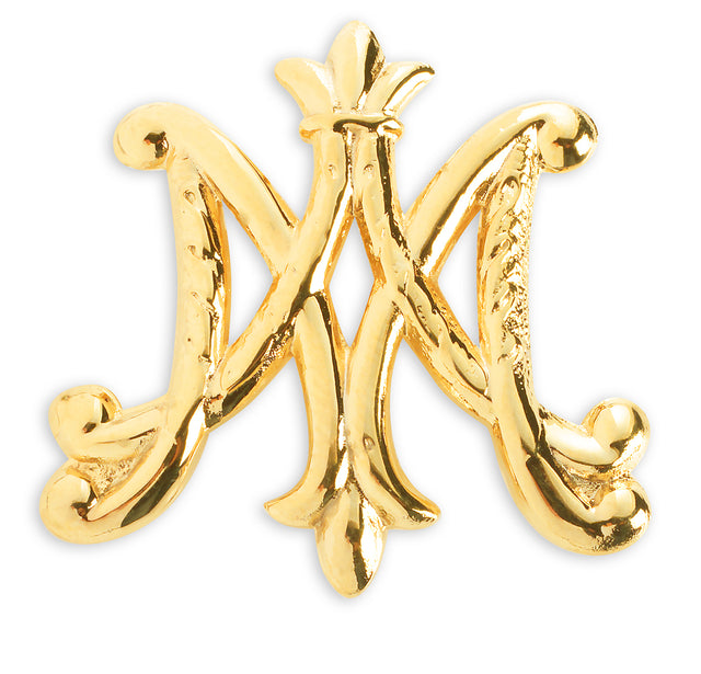 Ave Maria Brooch Pin, Gold Over Sterling Silver
