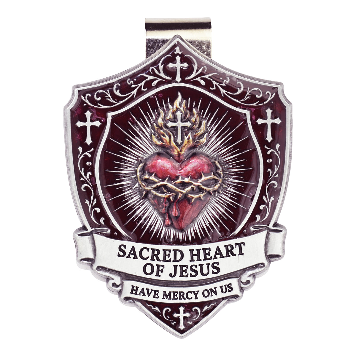 Sacred Heart of Jesus Zinc Visor Clip