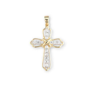 Celtic Crystal Cubic Zirconia Cross Necklace, Gold Over Sterling Silver