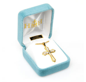 Celtic Crystal Cubic Zirconia Cross Necklace, Gold Over Sterling Silver